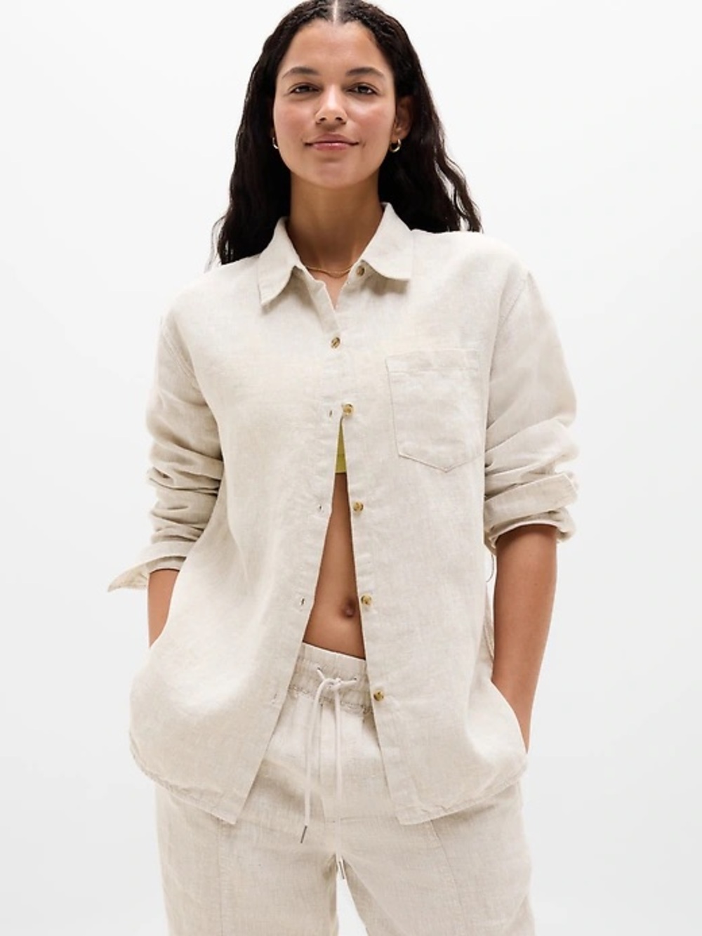 Athleta Retreat Linen Top in natural color